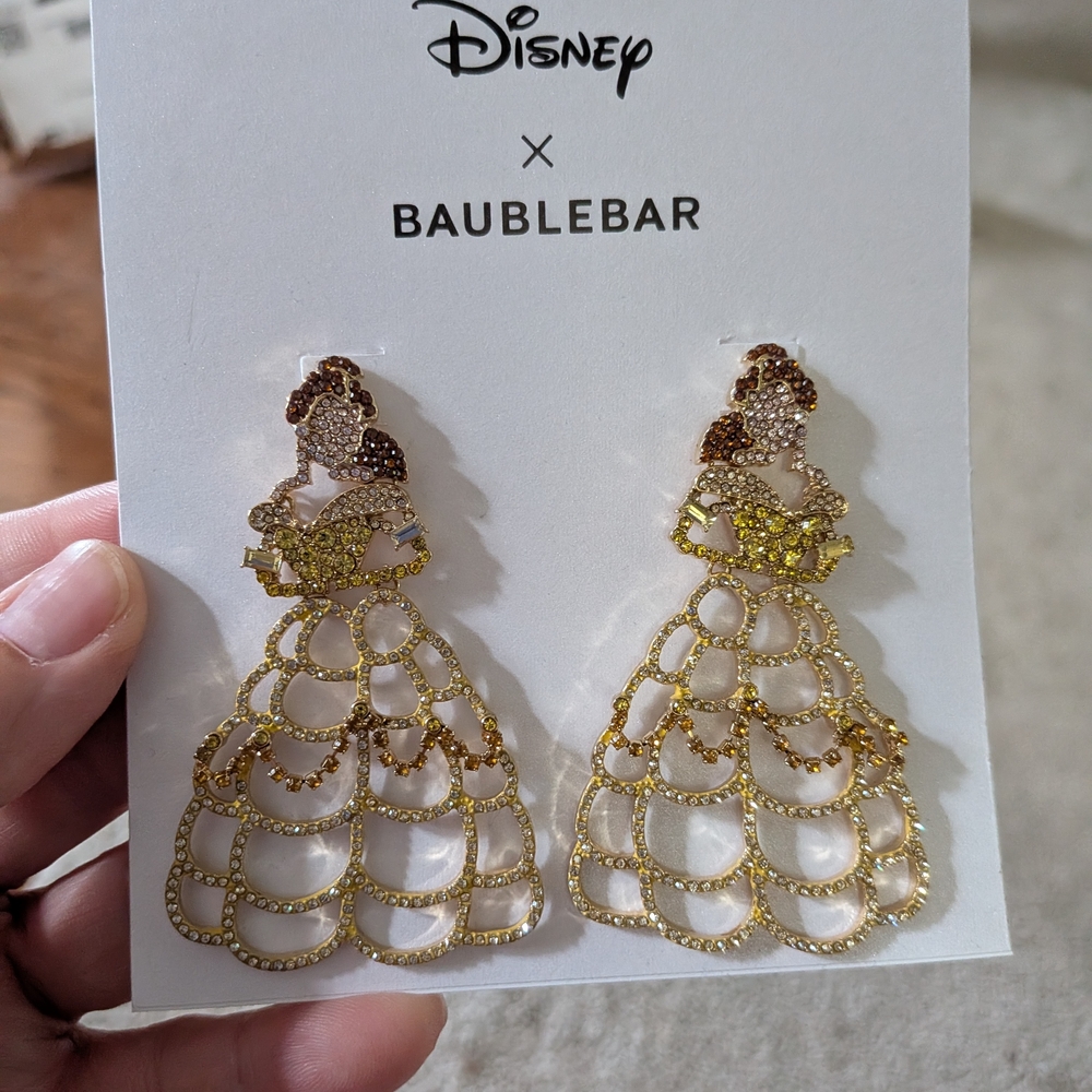 Disney x BaubleBar Belle Drop Earrings in Gold and Yellow
